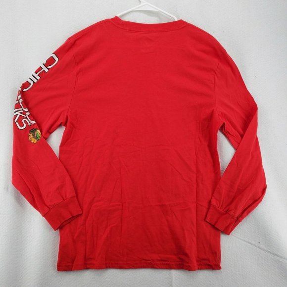 CHICAGO BLACKHAWKS Shirt Men's Long Sleeve Tee Crew Neck Pullover NHL Red 2XL - Picture 8 of 12